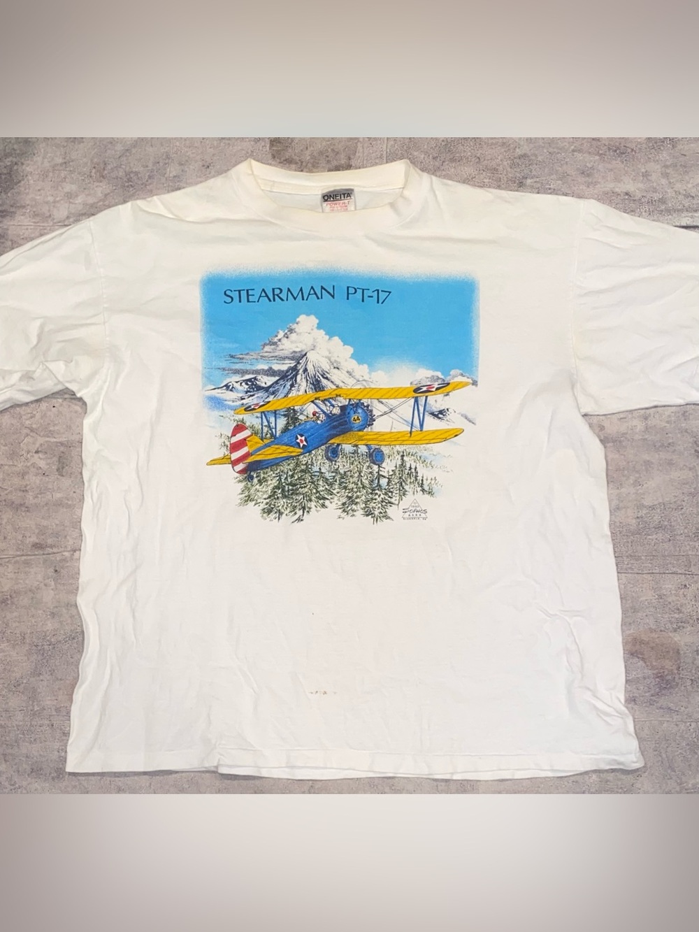 Vintage 90s 1993 Stearman PT-17 USAF Army Graphic Tee Tshirt XL Single Stitch